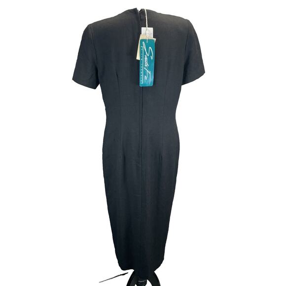 Vintage Santa Fe by Jim Tremblay Black Silver Pin Detail Sheath Dress Size 14 - Picture 4 of 9